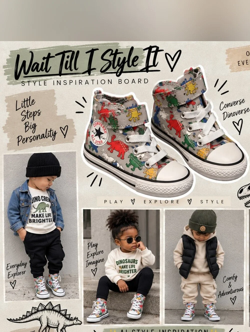 Converse Dinoverse Dinosaur High Tops Toddler Size 4